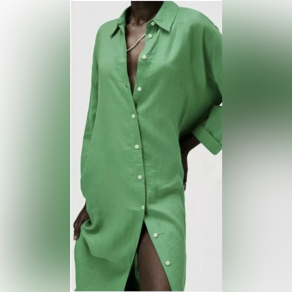 Zara linen shirt dress
